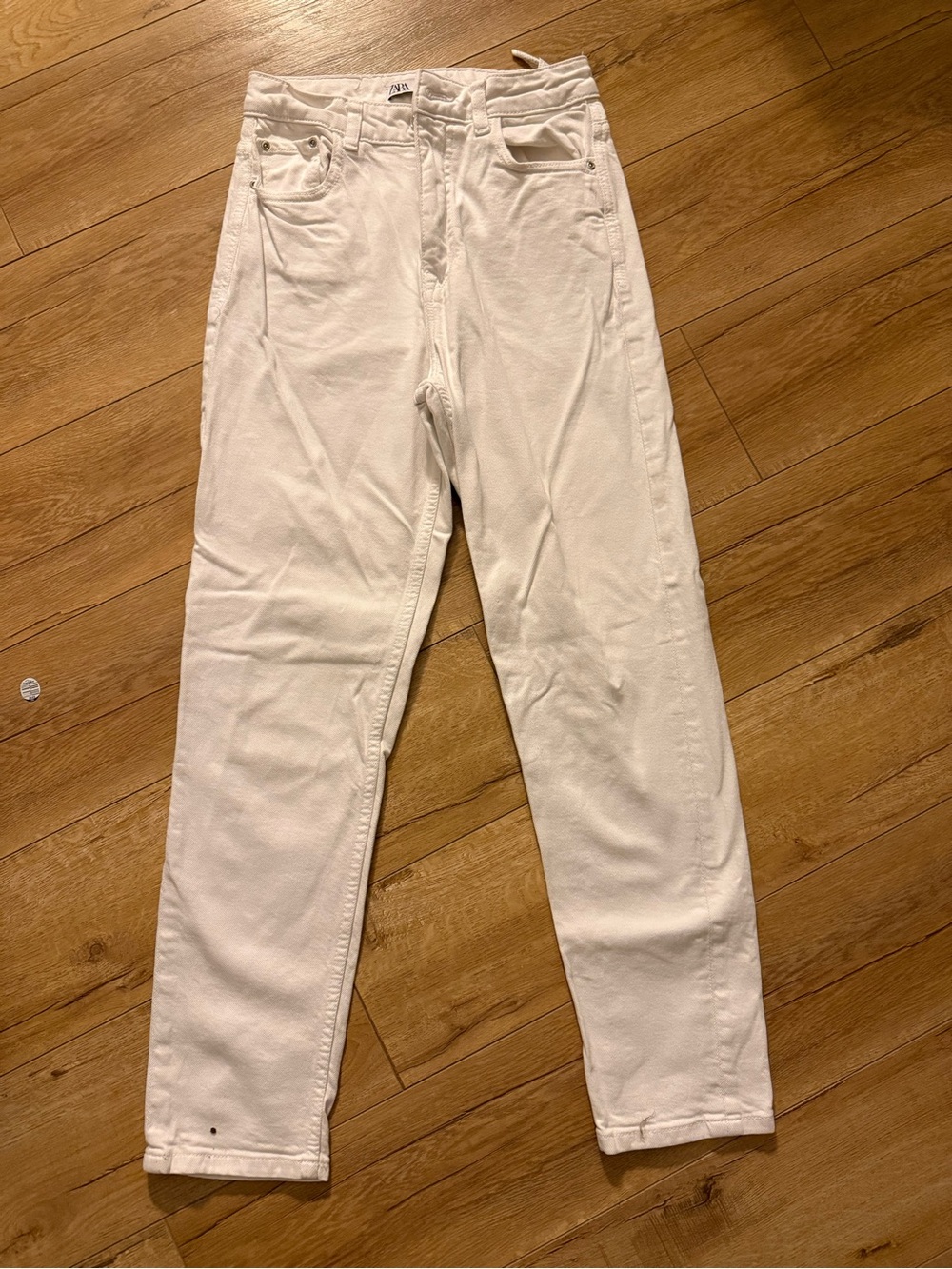 ZARA Cream Straight-Leg Women's Jeans